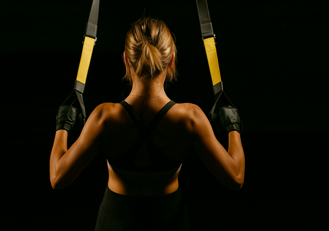 Cours de TRX à Bastia en Corse : coach guidant un entraînement en suspension, renforcement musculaire fonctionnel au poids du corps.